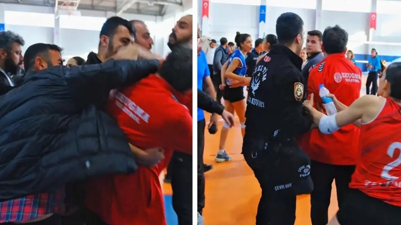 Kadın voleybol maçında skandal: Taraftar sahaya atlayıp başantrenöre yumruk savurdu